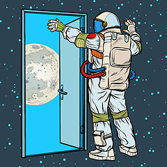 Image showing astronaut opens the arms of the moon