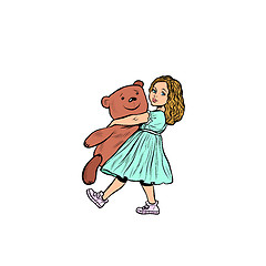Image showing little girl and toy bear
