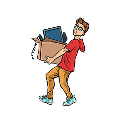 Image showing boy desktop computer. Delivery and purchase