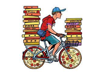 Image showing pizza delivery. bike courier service