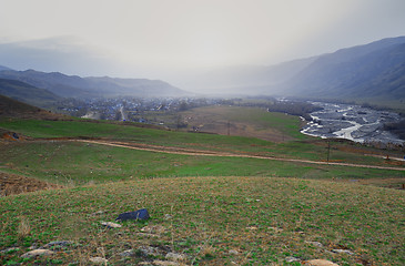 Image showing Mountain village in the mountain valley