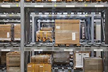 Image showing Warehouse with stocked shelves