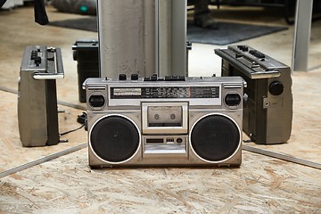 Image showing Old cassette music player, ghetto blaster