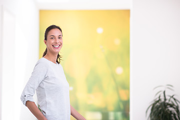 Image showing portrait of a young beautiful woman at home