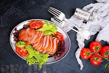 Image showing salad with smoked meat