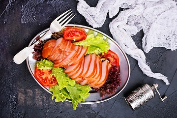 Image showing salad with smoked meat