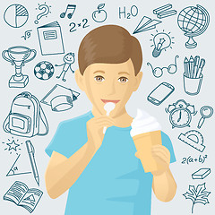 Image showing Boy Eating Ice Cream