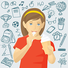 Image showing Girl Eating Ice Cream