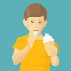 Image showing Vector boy eating ice-cream