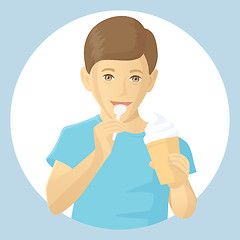 Image showing Vector boy eating ice-cream