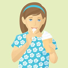 Image showing Vector girl eating ice-cream