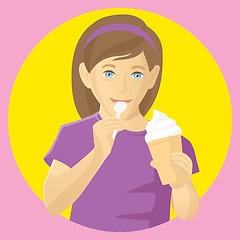 Image showing Vector girl eating ice-cream