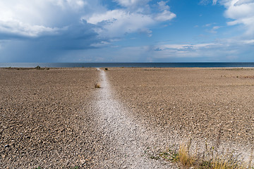 Image showing Open landscape with pebbles by the coast