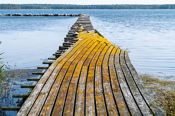 Image showing Old damaged pier by seaside