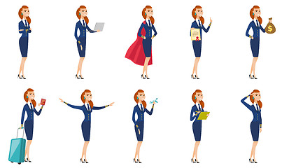 Image showing Vector set of stewardess characters.