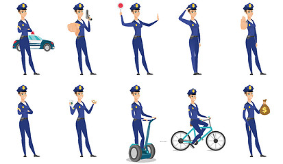 Image showing Vector set of police woman characters.