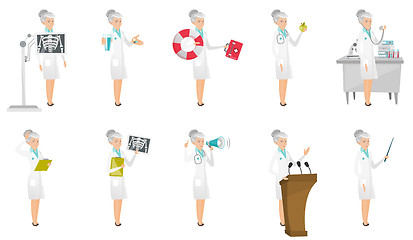 Image showing Senior caucasian doctor vector illustrations set.