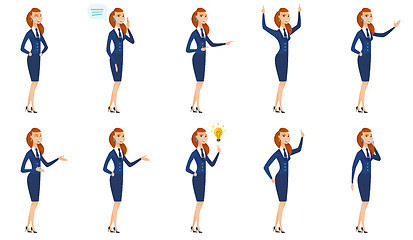 Image showing Vector set of stewardess characters.