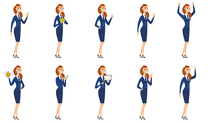 Image showing Vector set of stewardess characters.