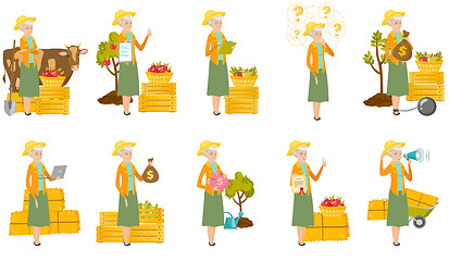 Image showing Senior caucasian farmer vector illustrations set.