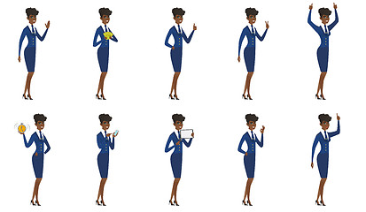 Image showing Vector set of stewardess characters.