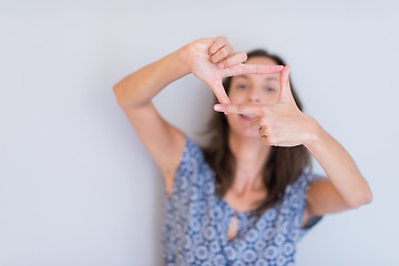 Image showing woman showing framing hand gesture