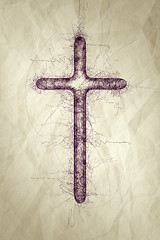 Image showing holy cross ballpoint pen scribble