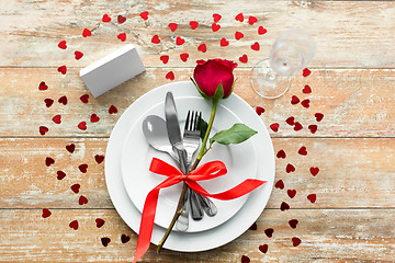 Image showing close up of table setting for valentines day