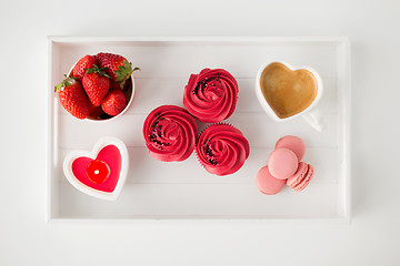 Image showing close up of red sweets for valentines day