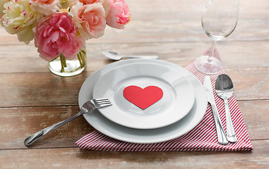 Image showing close up of table setting for valentines day