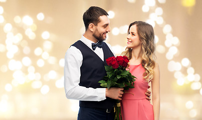 Image showing couple with bunch of flowers on valentines day