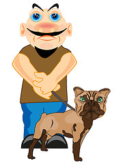 Image showing Vector illustration men with dog of the sort bulldog