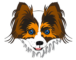 Image showing Vector illustration of the portrait of the dog papillon