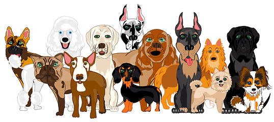 Image showing Vector illustration of the group of the dogs of the varied sorts