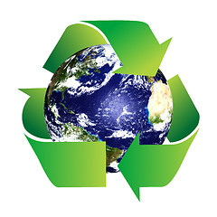 Image showing Planet Earth with Recycle Symbol 