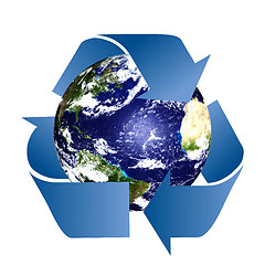 Image showing Planet Earth with Recycle Symbol