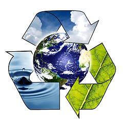 Image showing Planet Earth with Recycle Symbol