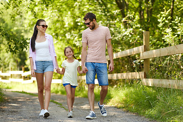 Image showing happy family walking in summer park