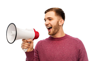 Image showing smiling man with megaphone