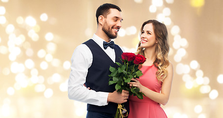 Image showing couple with bunch of flowers on valentines day