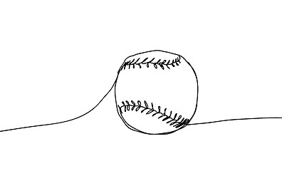 Image showing Baseball ball vector illustration on a white background. Continuous line drawing style.
