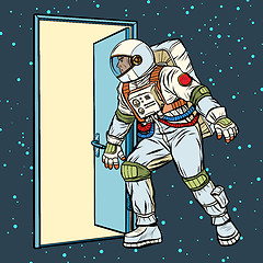 Image showing astronaut opens the door to space