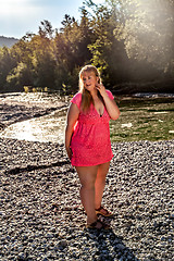 Image showing Portrait of a plus size woman in summer 