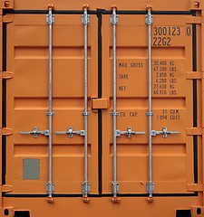 Image showing Orange freight container background