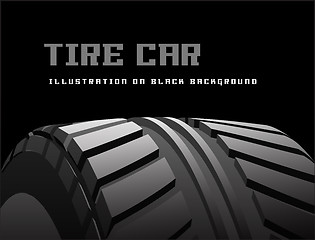 Image showing Car tire with tire marks on a black background. Vector