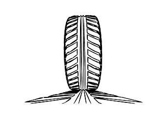 Image showing Car tire with tire marks on a white background. Hand-drawn design