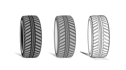 Image showing Car tire with tire marks on a white background. Vector