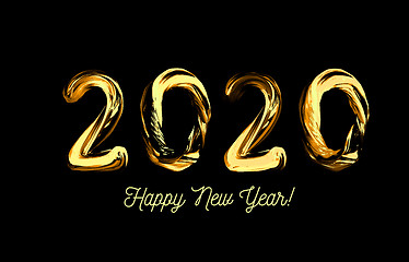 Image showing Golden 3d text 2020. Congratulations on the new year 2020