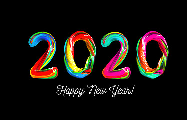 Image showing Colorful 3d text 2020. Congratulations on the new year 2020