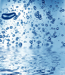 Image showing Blue water with bubbles